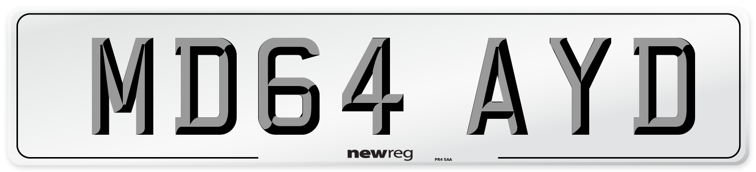 MD64 AYD Number Plate from New Reg
